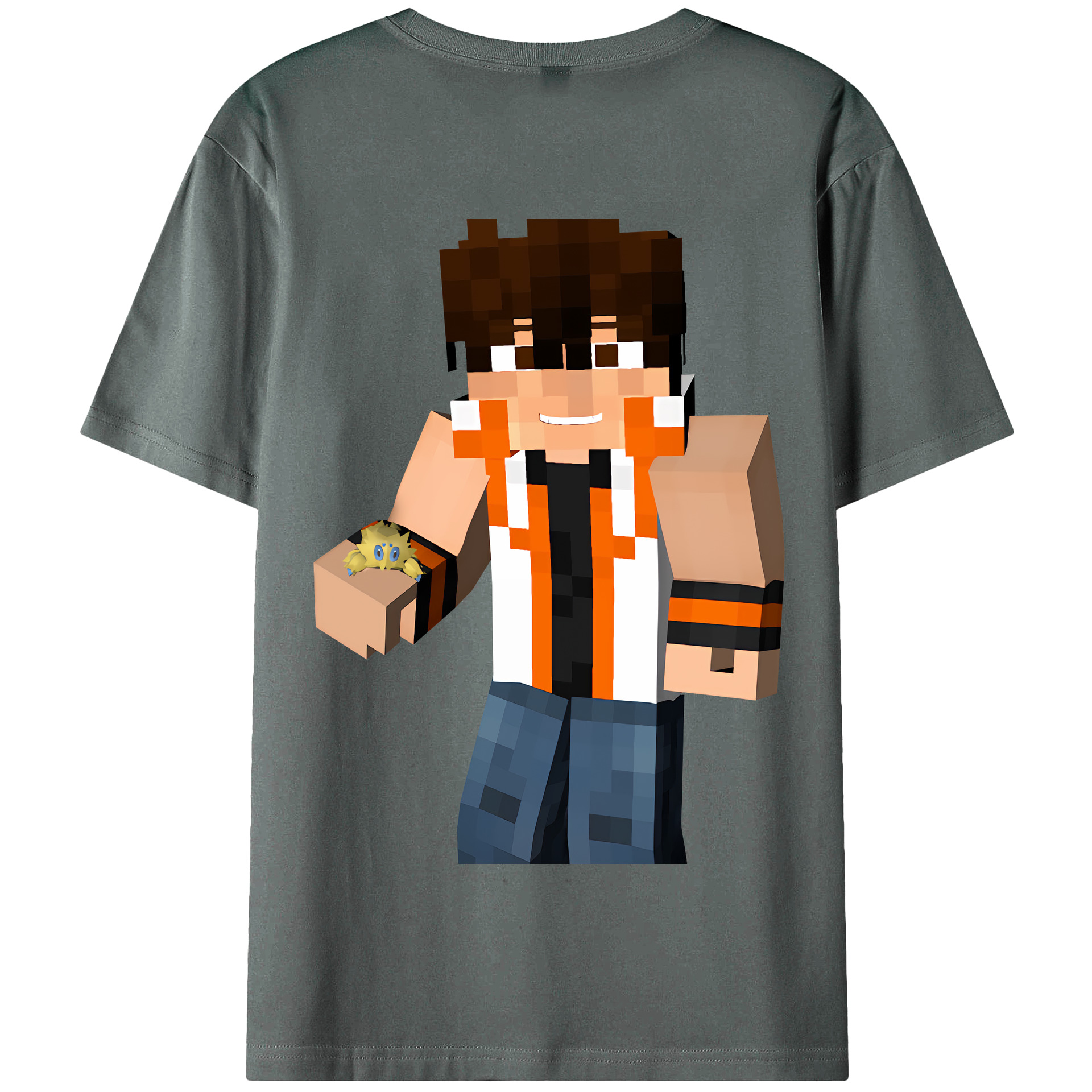 （画像用） マインクラフト ブロックの世界 Minecraft MC Block world 綿100％半袖Tシャツ（背面プリント）